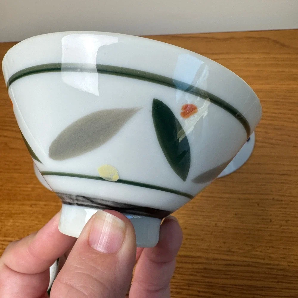 Japanese Style Ceramic Rice Bowl Set with Various abstract Bamboo Design Accents